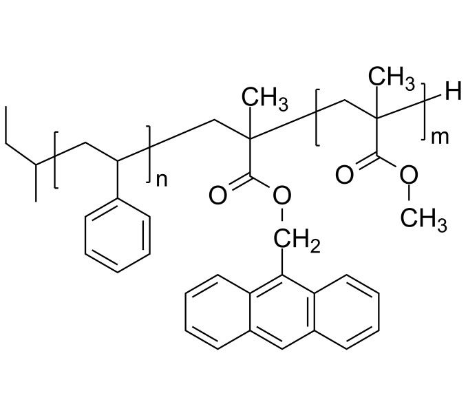 Poly(styrene)bpoly(methyl methacrylate), with anthracen9ylmethyl methacrylate unit at the