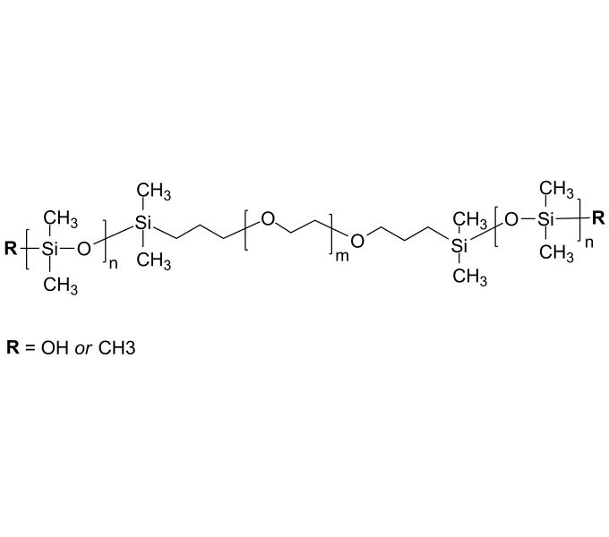 Poly(dimethylsiloxane)bpoly(ethylene oxide)bpoly(dimethylsiloxane)
