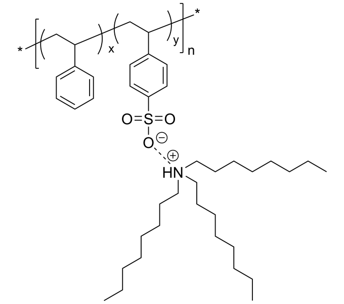 Poly(styrene–co–4-trioctylammonium styrene sulfonic acid)