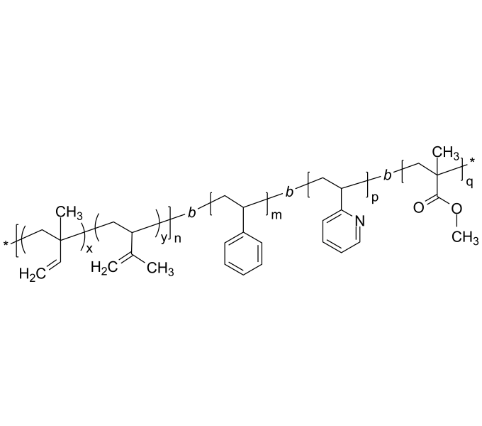 Poly(isoprene)bpoly(styrene)bpoly(2vinyl pyridine)bpoly(methyl methacrylate)